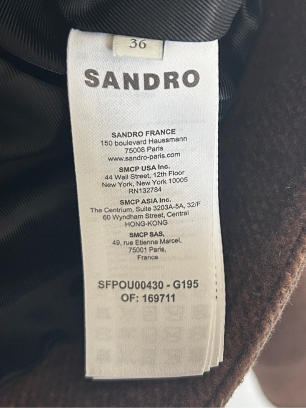 Sandro King Cropped Wool Twill Jacket Leather Collar - Picture 12 of 13
